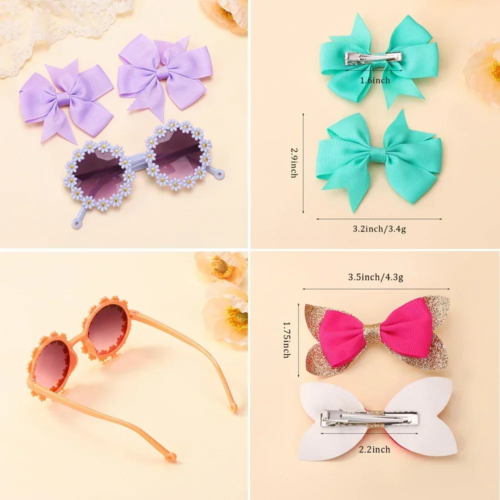 3 pezzi Sweet Boutique Glitter Fiocco per capelli Clip Ragazze Daisy Occhiali da sole Viaggi Party Copricapo Accessori per bambini Cheer Bow Barrette