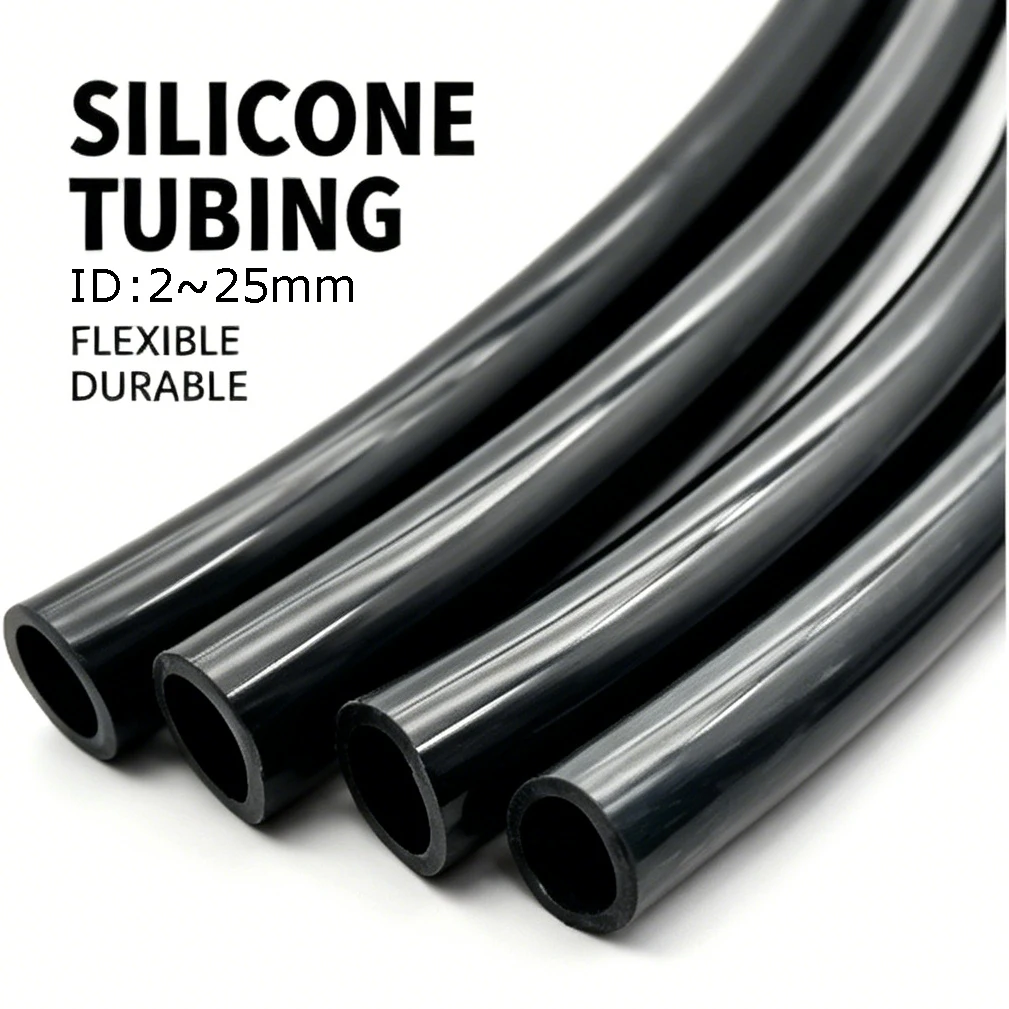 

Black Food Grade Silicone Tube High Temp Resistant ID 2-25mm Non-Toxic Flexible Hose for household/industrial Water Suppl
