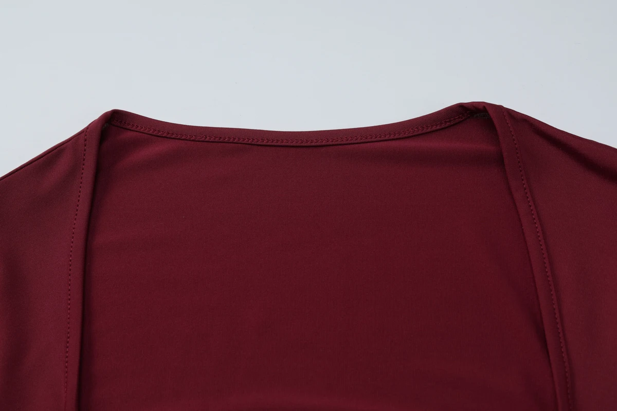 Hugcitar Elegante Langarm Solide Patchwork Spitze Verband Sexy Crop T-Shirt Top Schlank Herbst Frauen Kleidung Geburtstag Party Festival – Detail 5