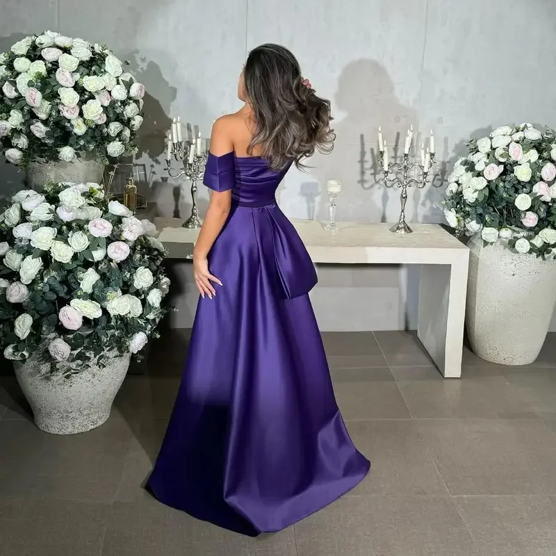 Indie Saudi Elegant Purple Mermaid Prom Gown Women Satin Party Evening Dress Floor Length Special Occasion Dresses Customized