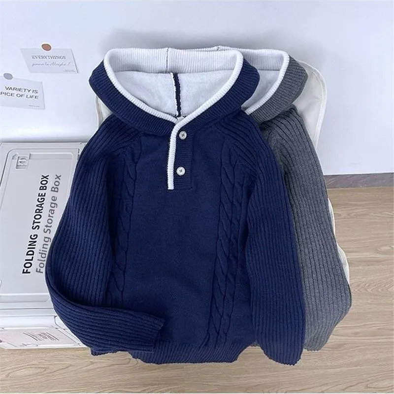 

Мужской вязаный свитер-худи Laid-ba Thiened: осенне-зимний, плотный, с узором, в американском стиле, модный бренд, из пряжи.