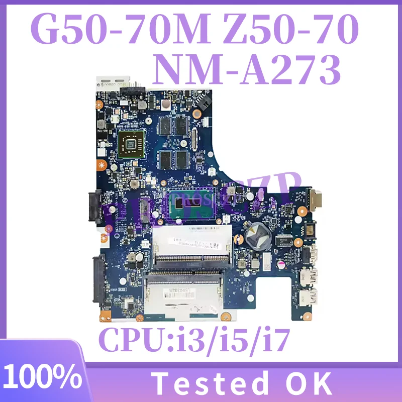 

For Lenovo Ideapad G50-70M Z50-70 Laptop Motherboard NM-A273 With i3 i5-4210U i7-4510U CPU GT820M/GT840M 2GB 4GB GPU 100% Tested