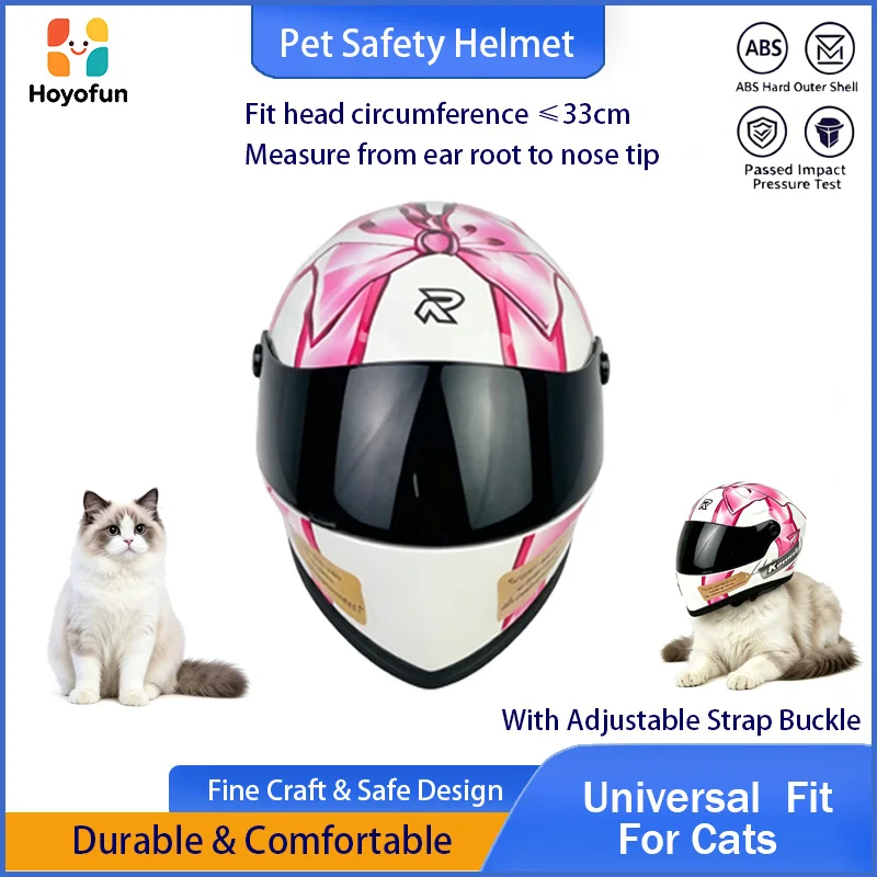 

Pet Helmet for Cat Small Dog Pink Butterfly Pattern ABS Buckle Adjustable Strap Outdoor Riding Travel Safety Hat Photo Prop
