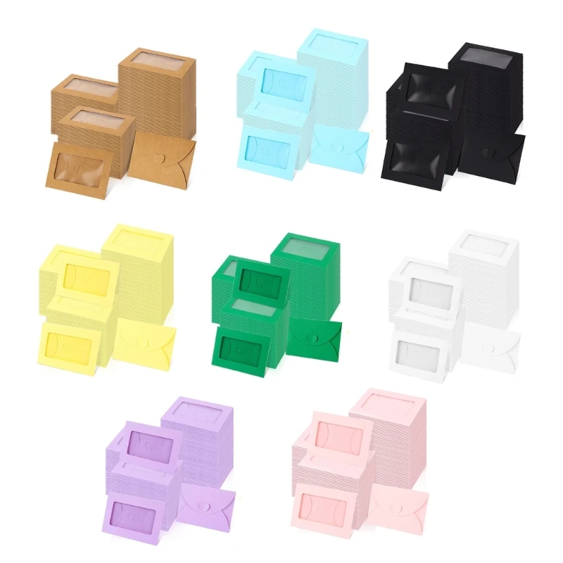W91A 50Pcs 10x7cm Colorful Papers Paper String Business Envelope Latches Closure Design Heart Clasps Cardboard Envelope Set