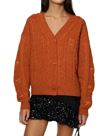 Fans-made The Life Of A Showgirl TS Merch Cardigan Sweater Valentine's Gift Orange Long Sleeve Knitted 003