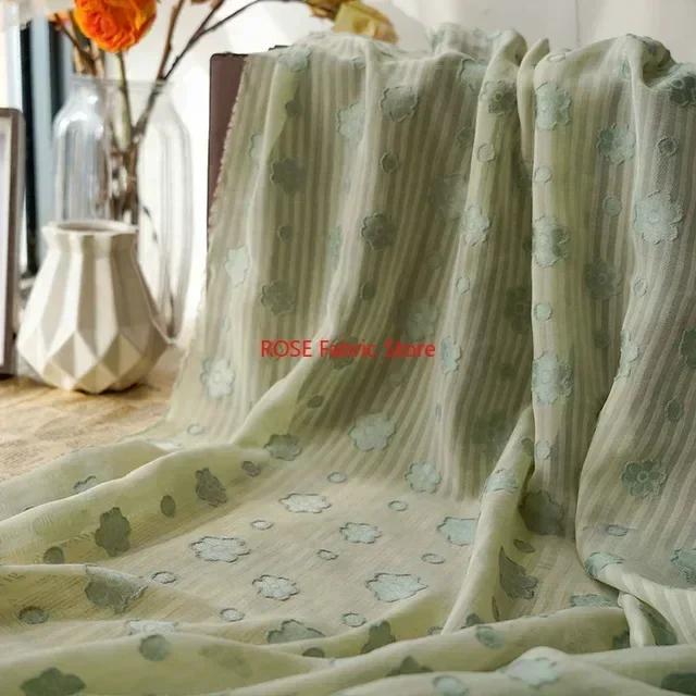 Pink Floral Jacquard Chiffon Fabric Breathable Striped fabric For Spring Dress, Shirt, Summer Blouse, Lace Top