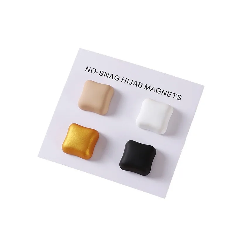 RetroGem Square Matte Magnet Hijab Pins Magnetic Brooch Silk Scarf Brooch Buttons Headscarf Women Shawl Collar Clip Accessories