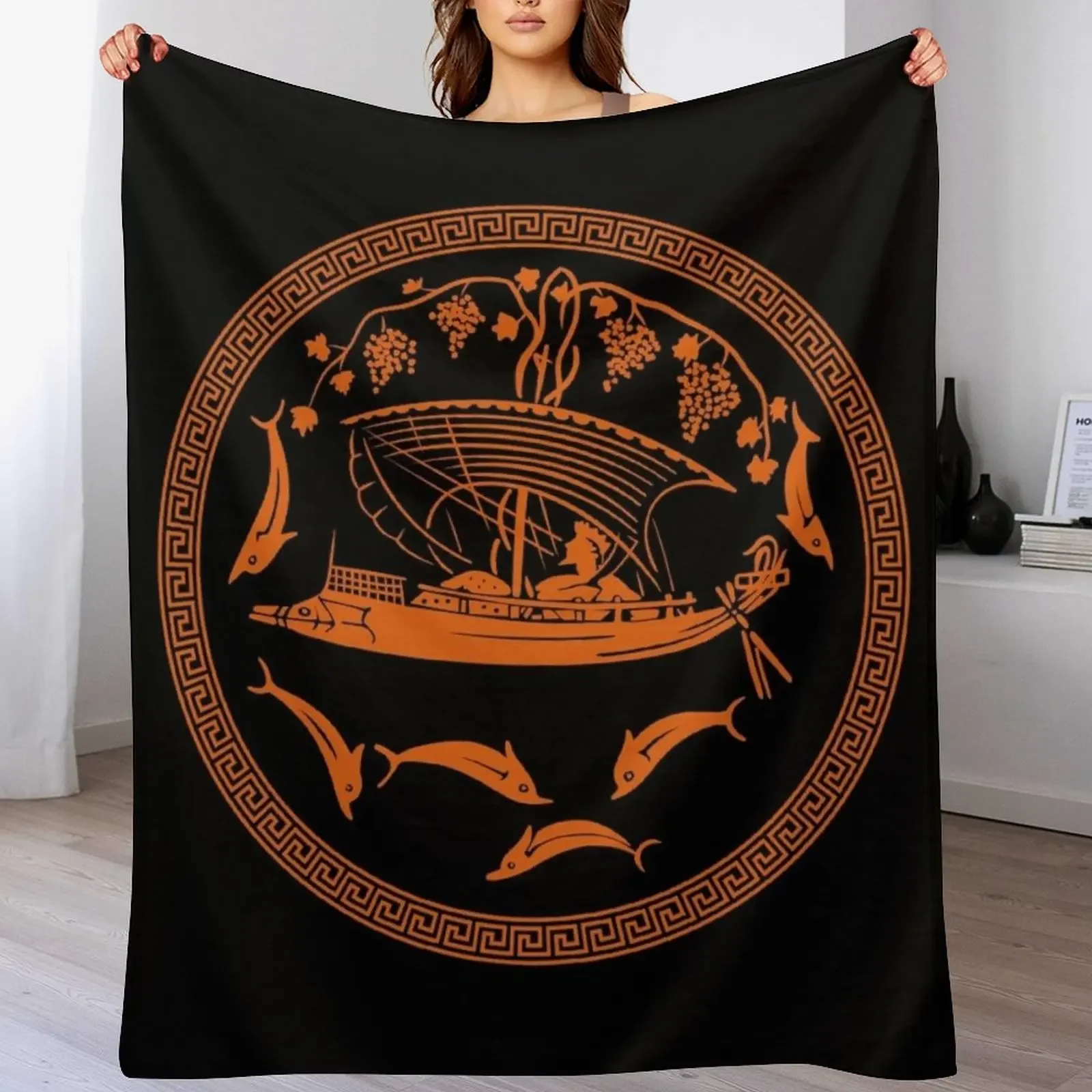 

Dionysos Crossing the Sea Throw Blanket Cozy Home Blanket Gift for Christmas Holiday