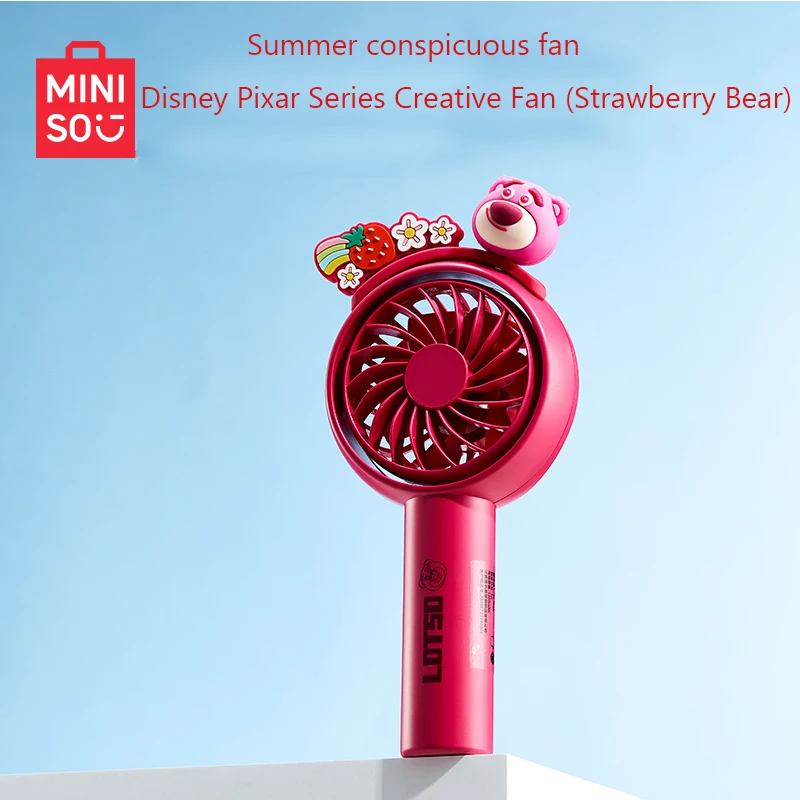 

MinisoPixar Series Creative Fan Strawberry Bear Desktop Handheld Super Powerful Portable USBJ Silent Mini Fan