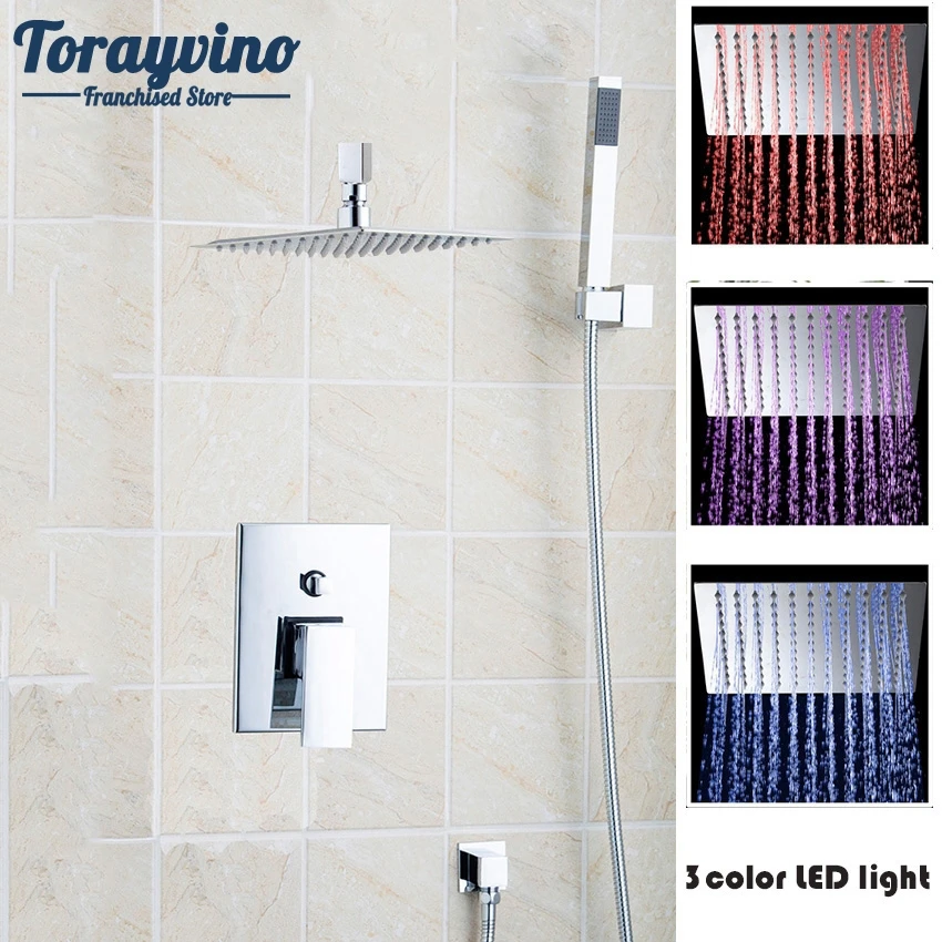 Torayvino LED Superior Quality Bathroom Faucet Chrome Polished Wall Mounted Ceramic Hot Cold Water Eminent Shower Faucet