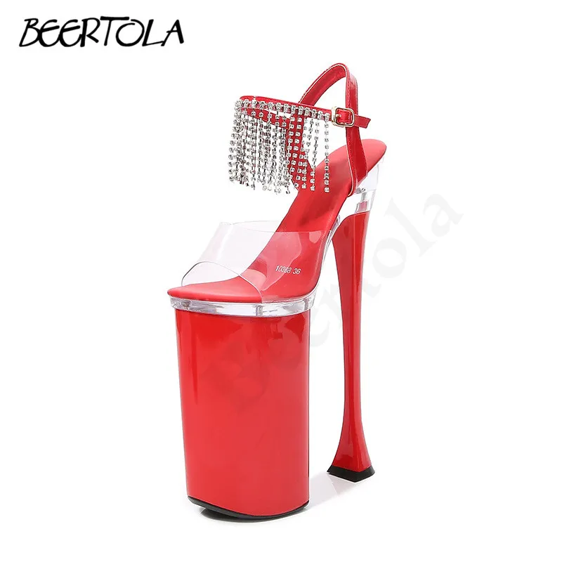 Women's Transparent Nightclub Super High Heels 26Cm Car Model Sandals Catwalk Stage Performance Exaggerated Dance Shoes