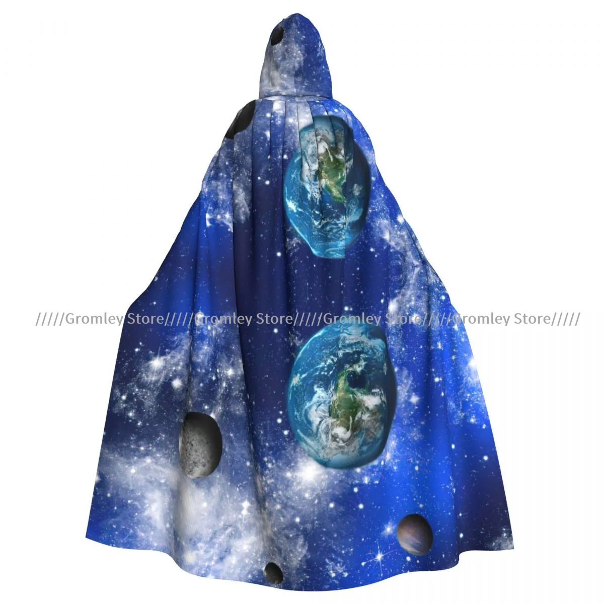 Planet And Galaxy Stars In Space Witch Cloak Hooded Cosplay Costume Halloween Adult Long Party Cape