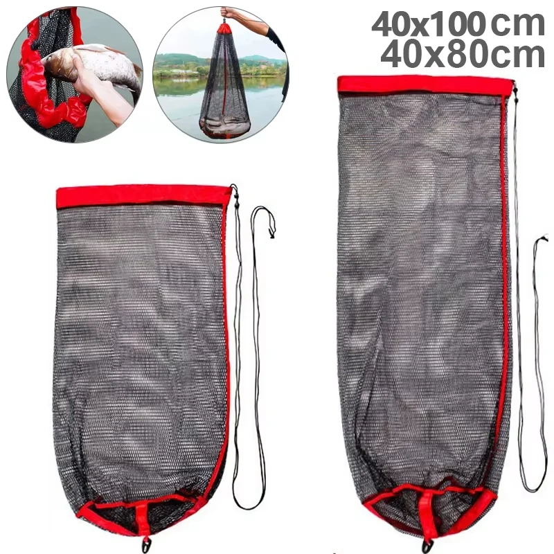 Portable Collapsible Fishing Mesh Bag Thickening Live Fish Net with Bundle Mouth for Outdoor Traps Fishing Crayfish/Shrimp/Eels