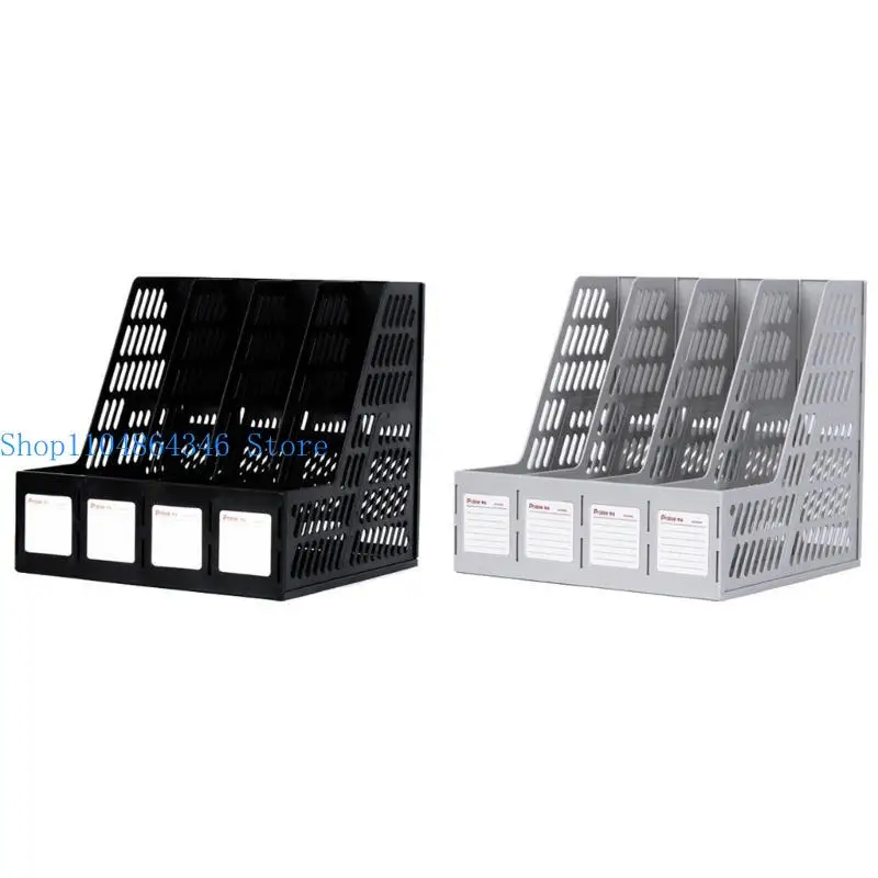 5asd File Holder Large Capacity File Storage Box with 4 Vertical Compartment for Home
