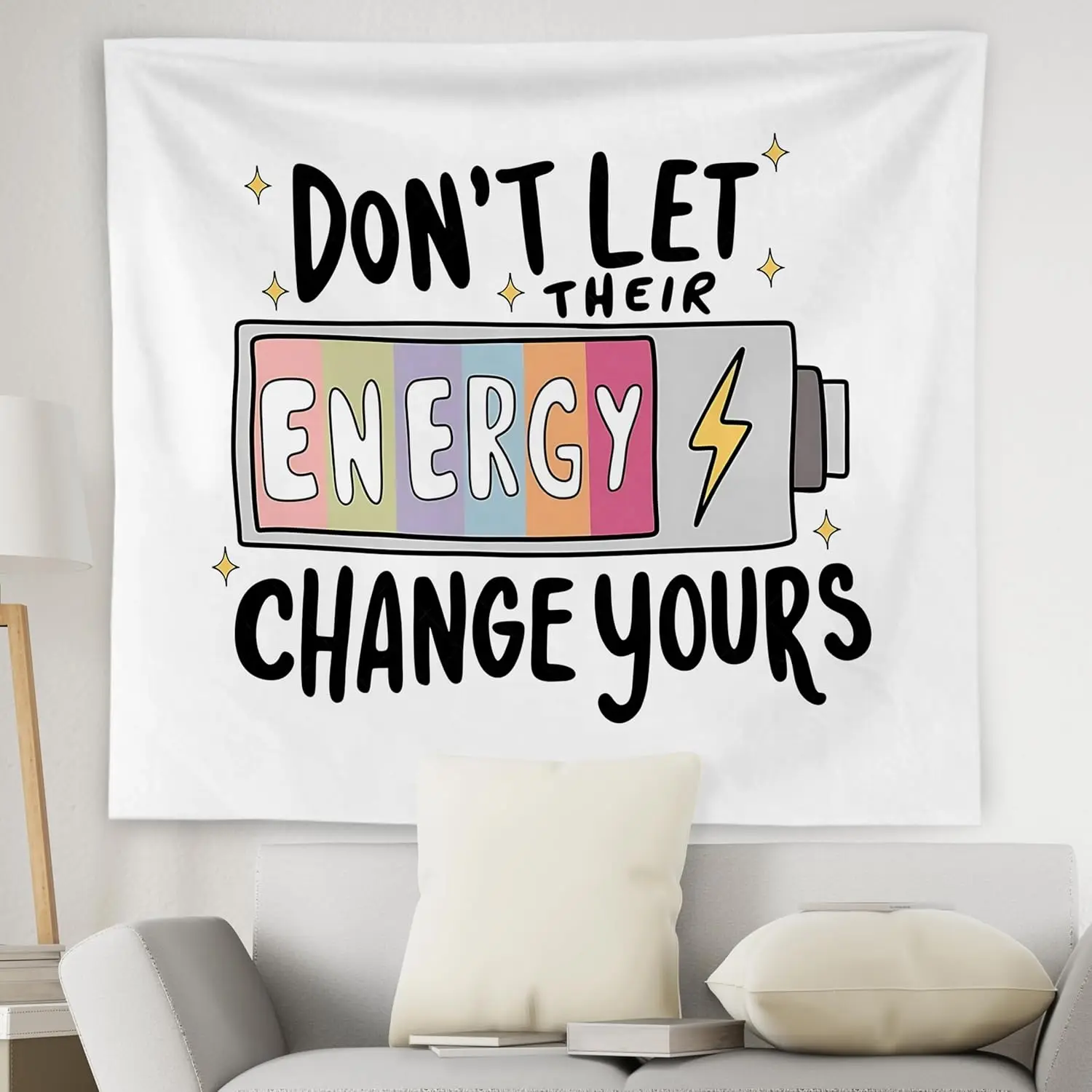 Mental Health Don't Let Their Energy Change Yours Tapestry Wall Hanging, Positive Affirmations Wall Decor, Motivational Wall