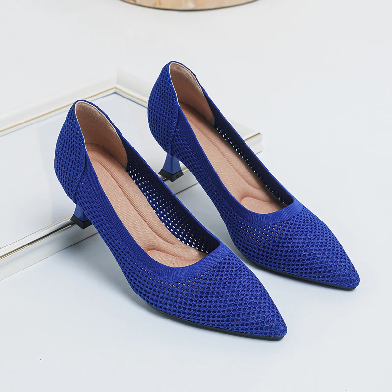 women's high heels with mesh holes for breathability (height 6cm, standard EUR, please purchase according to foot length