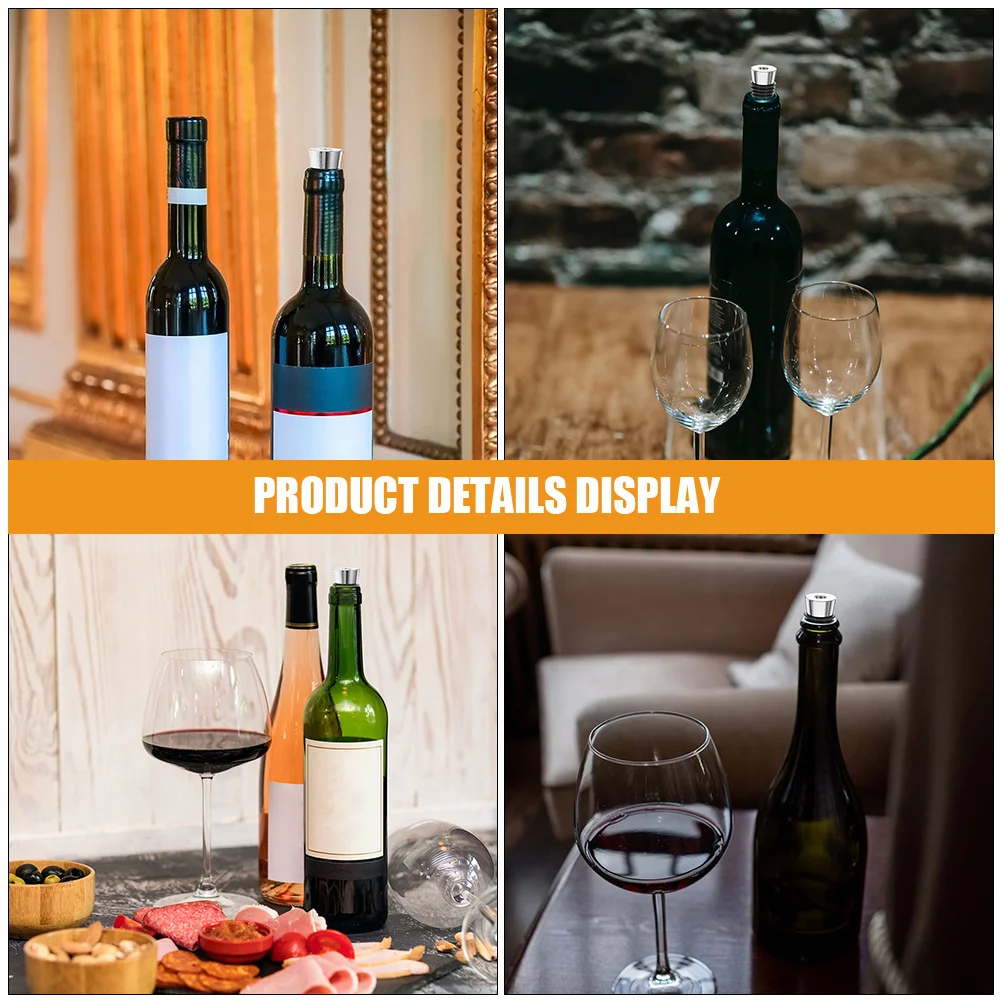 6 قطعة سدادة النبيذ فراغ مثبت زجاجي قابلة لإعادة الاستخدام الفلين زجاجة نبيذ السدادة مدبب تخزين غطاء مثالية لشريط المشروبات الزفاف