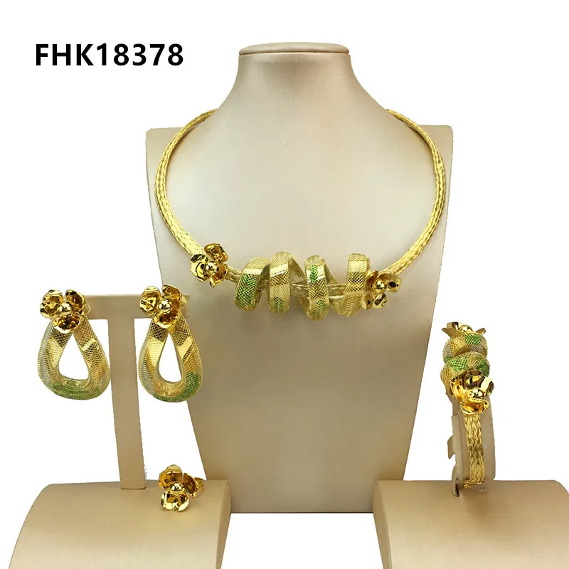 Newest High Quality Brazilian Jewelry Sets Unique Necklace for Woman Party EngagementFHK18377