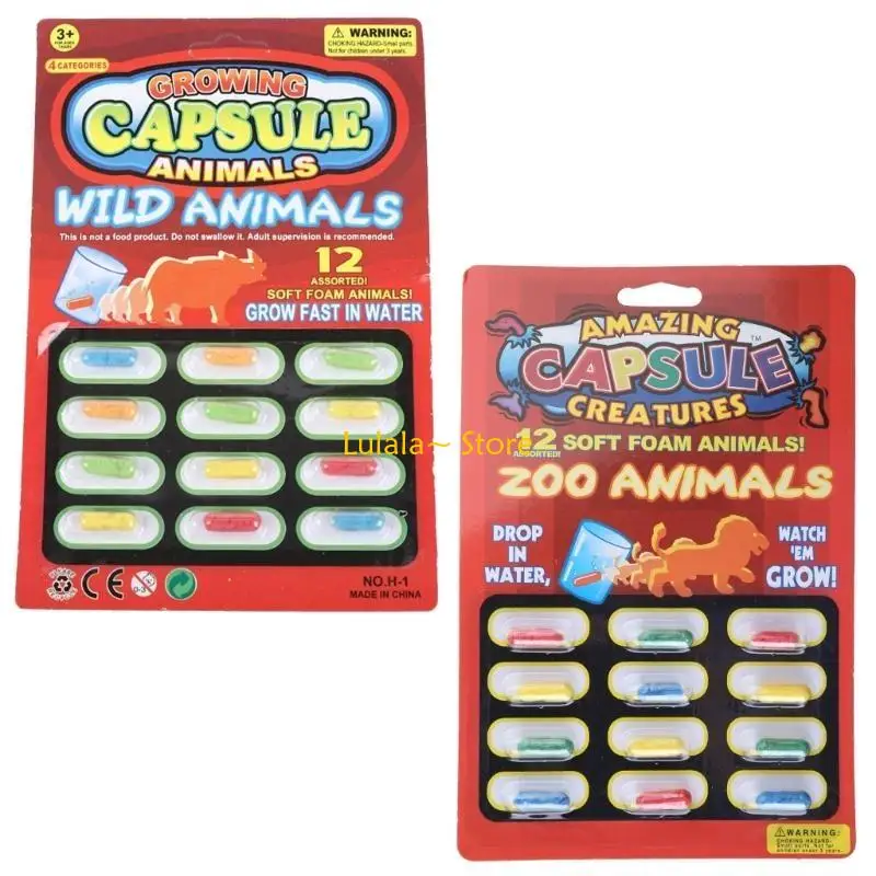 Y4QA 12 stuks Watergroeiende dino tabletten Educatief en leuk speelgoeddierthema Mini 12 Tabletten Stel elke magie in groei