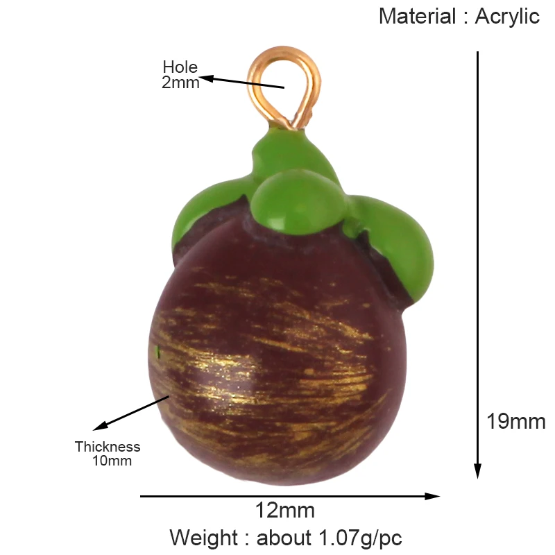 Arylic 3D Obst Erdbeere Traube Mango Durian Wassermelone Kirsche Granatapfel Charm Anhänger, Schmuck Halskette Armband Versorgung S18 – Detail 9