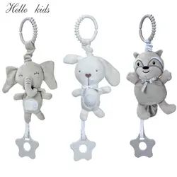 Soft Infant Crib Bed Stroller Mobile Hanging Rattle Toys Baby Rabbit Elephant Cat Toy Trolley 0-12 Newborn Plush Educational