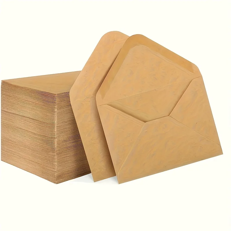 

5 Creative Letter Paper Kraft Paper Envelope Card Simple Envelope Making Postcard Letter Paper Sealing Bag Mouth Water Glue, Birthday Gift Invitation Party Gift