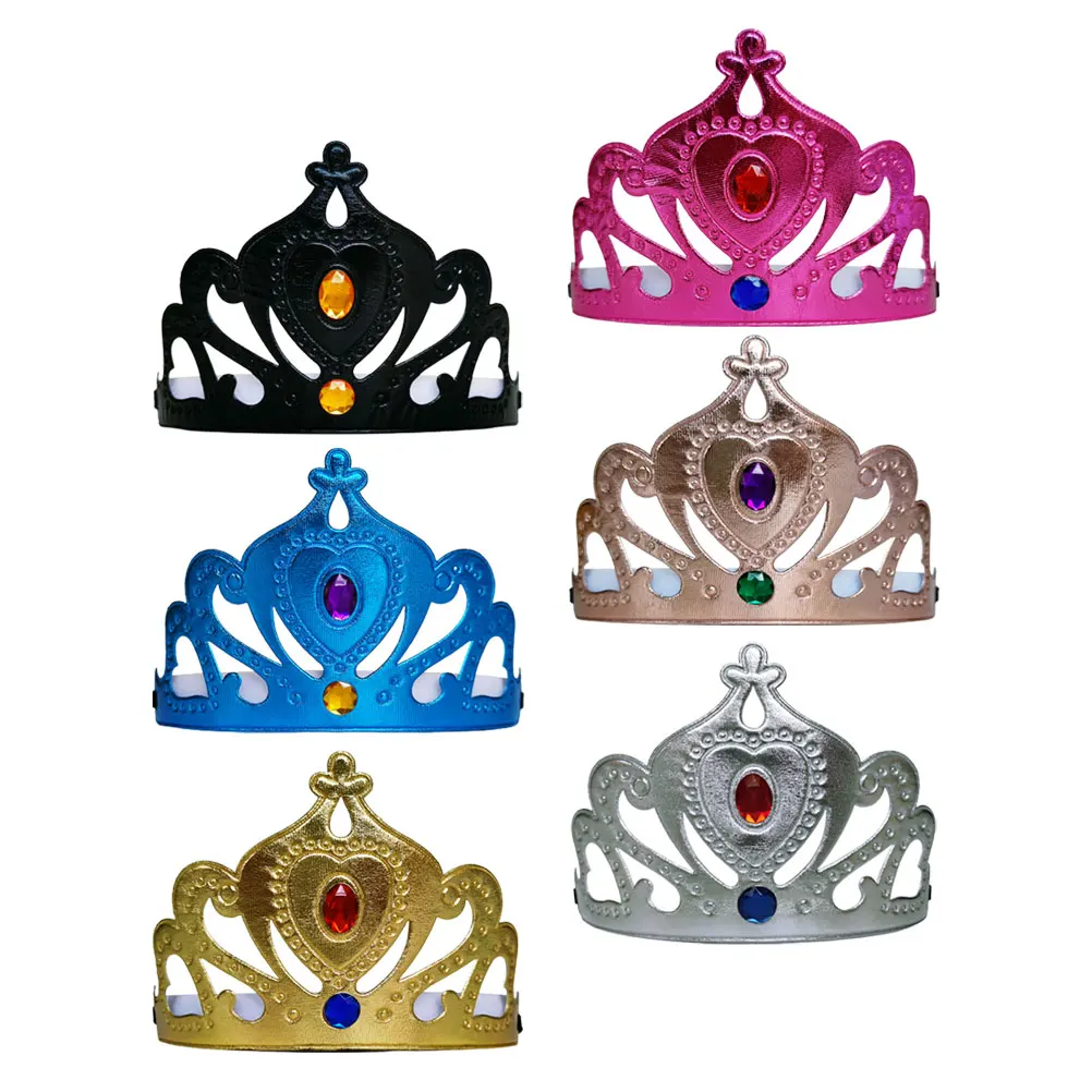 

6pcs Children's Crown Tiara Birthday Party Accessory Light Chic Exquisite Diamond Cartoon Royal for Kids