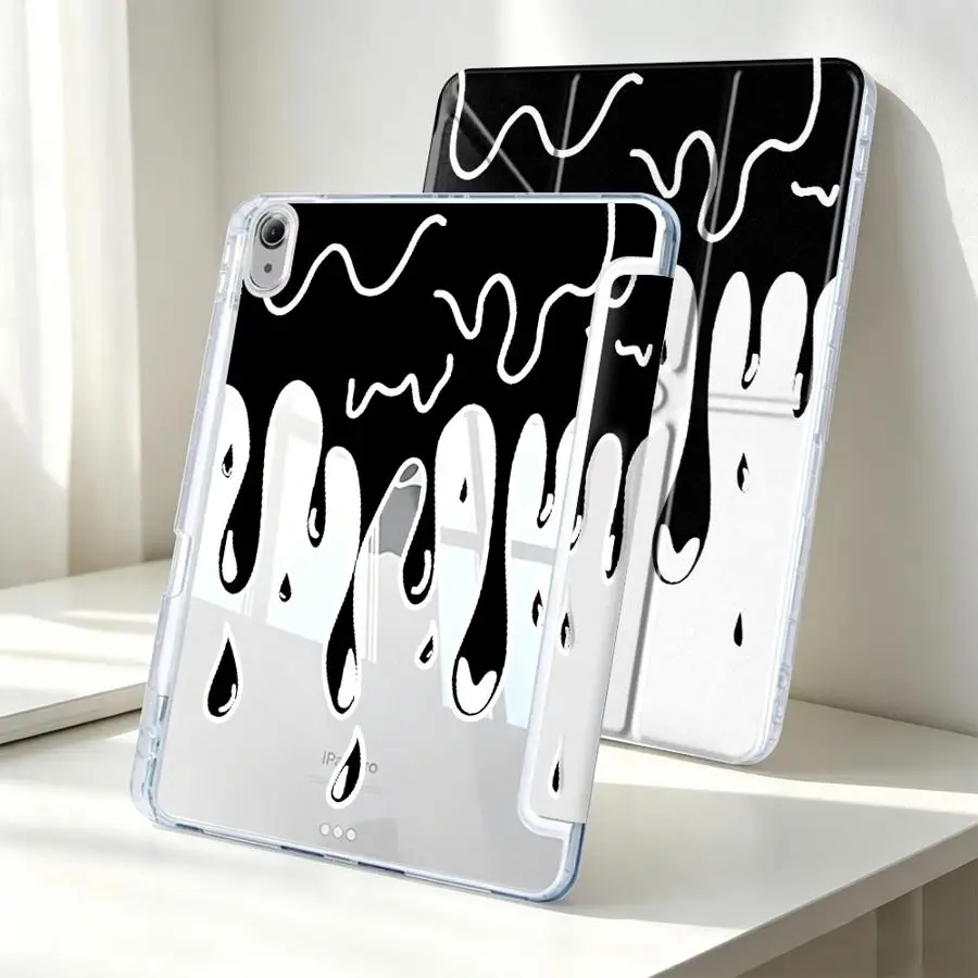 Creative Cool White Water Droplet Tablet Case For Samsung Galaxy Tab S7 FE A11 S8 A9 Plus S9 Plus S10 Lite A8 With Pen Slot