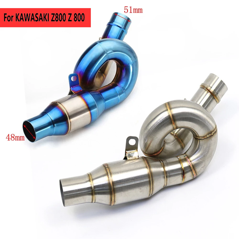 Slip on Exhaust Motorcycle Mid Pipe Motorcross Connect Link Tube Half Blue Pipe For KAWASAKI Z800 Z 800 view 3