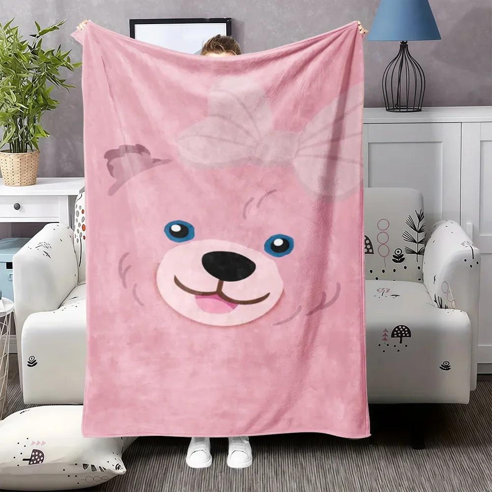 

Плюшевый плед PC Pink White Bear Bow из фланели: мягкий, уютный, всесезонный, для кровати, дивана, путешествий, с милым дизайном