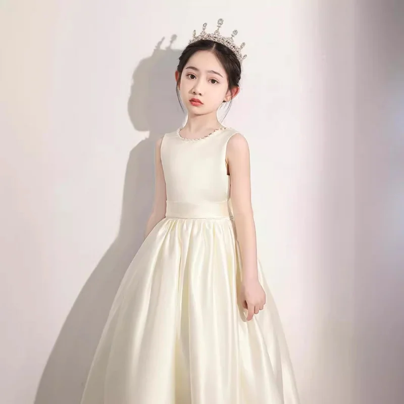 Champagne Princess Dress for Girls High-end Formal Dress Spring Children's Piano Performance Host Costume Flower Girl Wedding