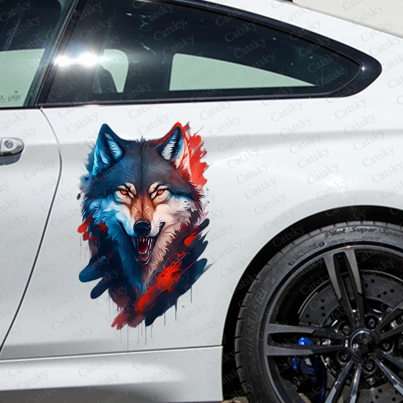 Autocollant Tête De Loup Lion Noir Mat – Emblème 3D Premium Pour Voiture, Coffre Ou Portières (Sans Lettres)
