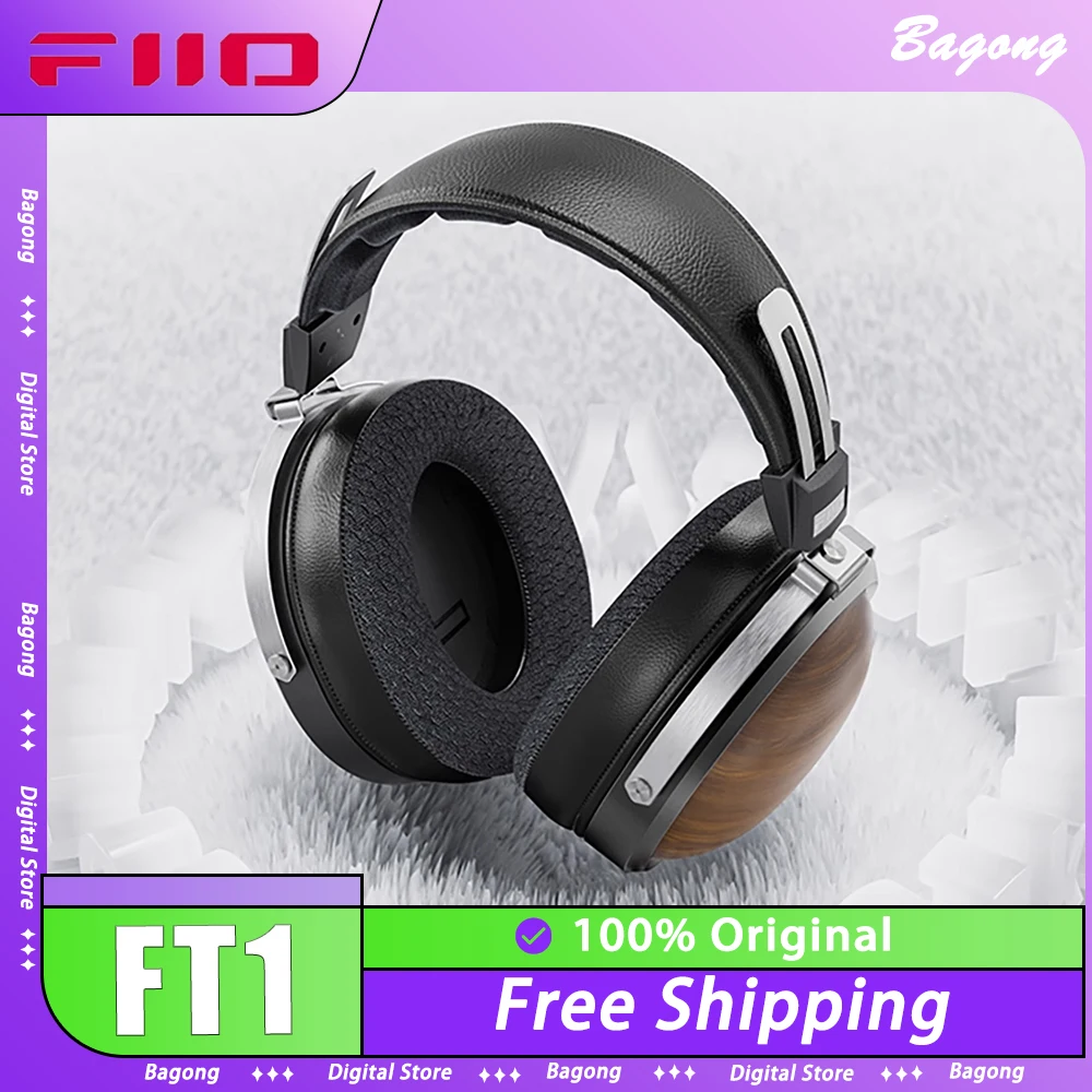 FiiO FT1 HIFI Wired Headphones Walnut Wood CCAW 60mm Dynamic Earphones Nanowood Fiber Composite Diaphragm Custom Esport Headset