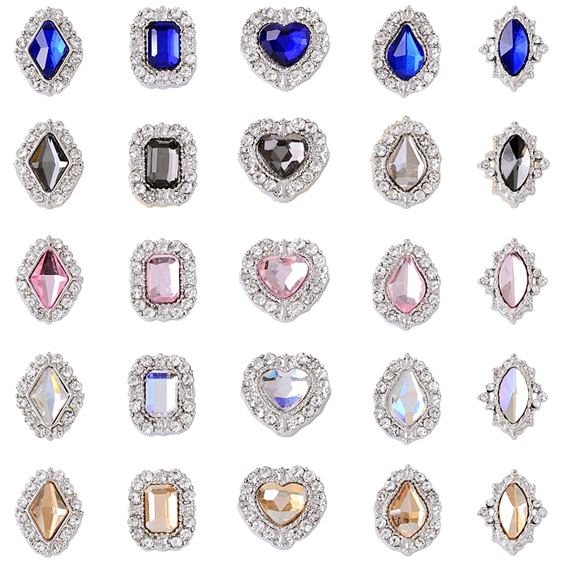 

10PC 3D Luxury Alloy Full Rhinestone Nail Art Charms Jewelry Accessories Diamond Gem Stone For Baroque Nails Decoration Supplies