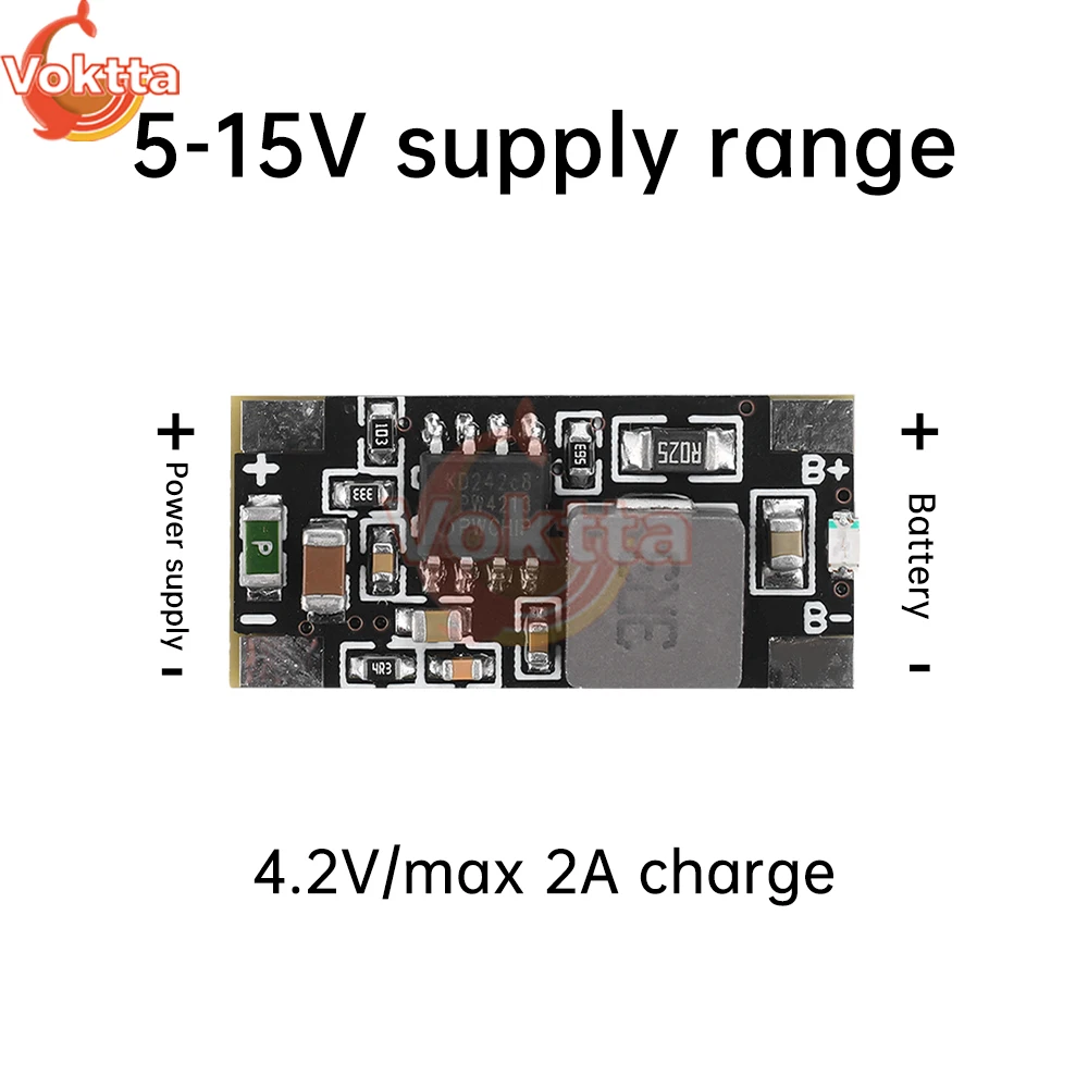 18650 21700 Lithium Battery Charging Module DC 5-15V 2A Lithium Battery Fast Charging PCB Board with Charging Indicator Light