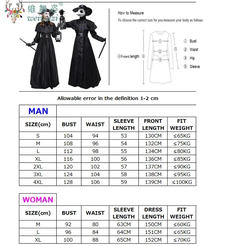 Carnival Halloween Costume Couples Plague Doctor Costume Middle Ages War Nurse Bird Beak Playsuit Cosplay Costume Fancy Dress