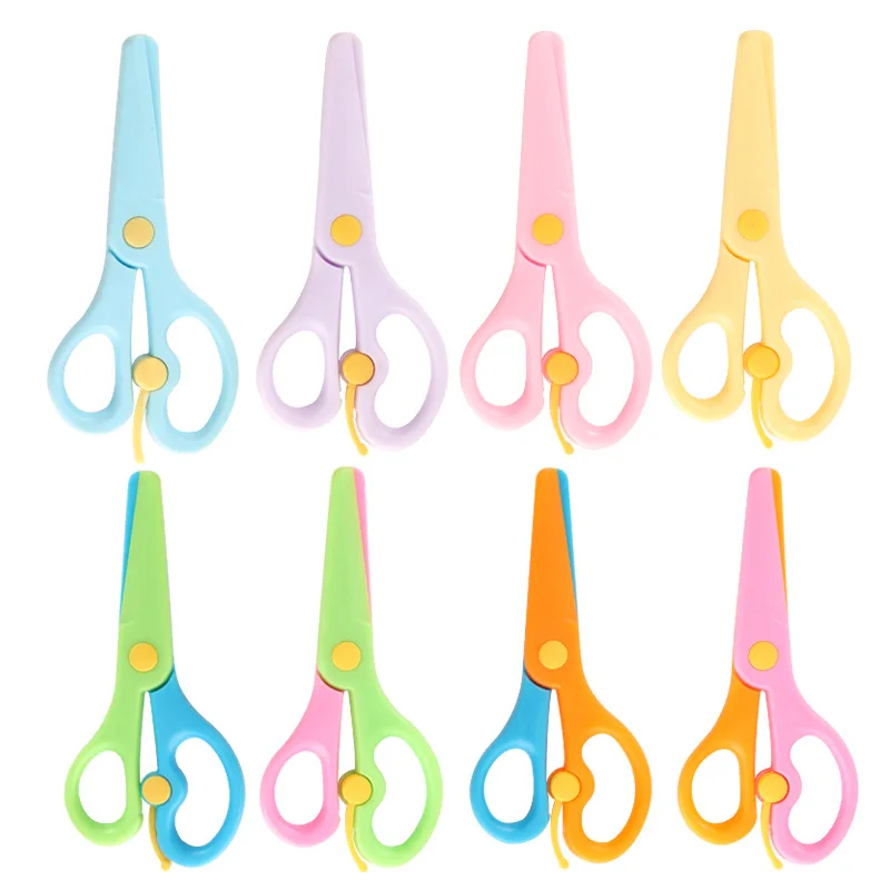 New 1 Pcs 137mm Mini Safety Round Head Plastic Scissors Student Kids Paper Cutting Minions Supplies for Kindergarten School