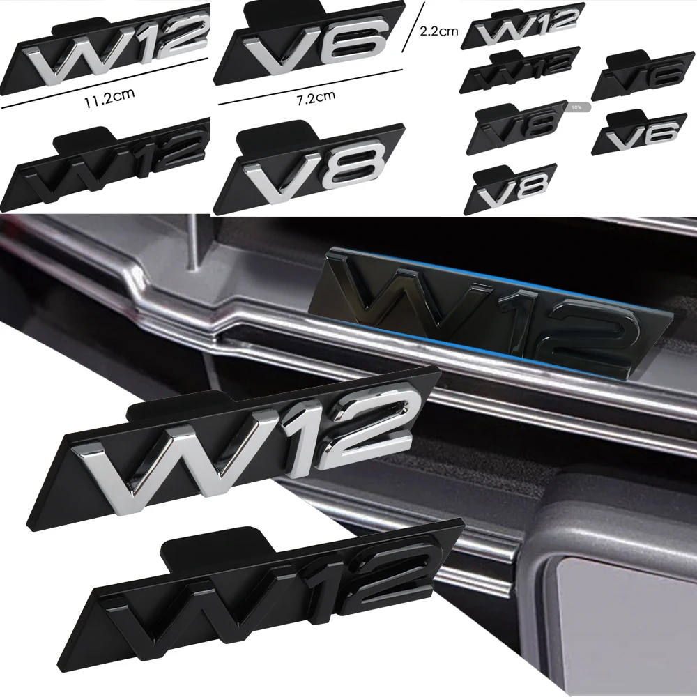 1 шт., пластиковая наклейка на переднюю решетку автомобиля серии W, декоративные аксессуары для Audi A1 A2 Q1 Q8 SQ3 SQ5 SQ7 SQ8 A8L W12 V6 V8