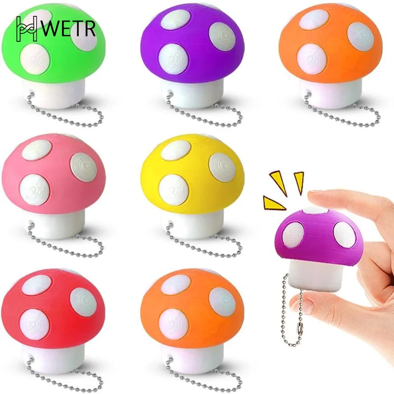 Lot de 1/3/5 capuchons de touches de clavier mécaniques anti-stress en forme de champignon imprimés en 3D, pendentifs porte-clés à pression pour la relaxation