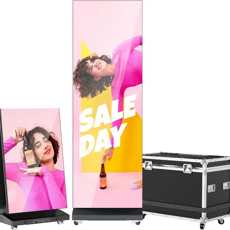 Foldable mobile shopping mall store display vertical advertising machine led display