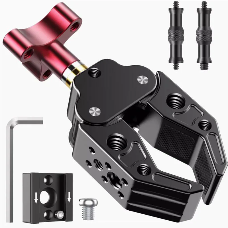 Aluminum alloy camera fill light universal extension bracket multi-functional metal crab claw load 5LB clamping range 25-60MM