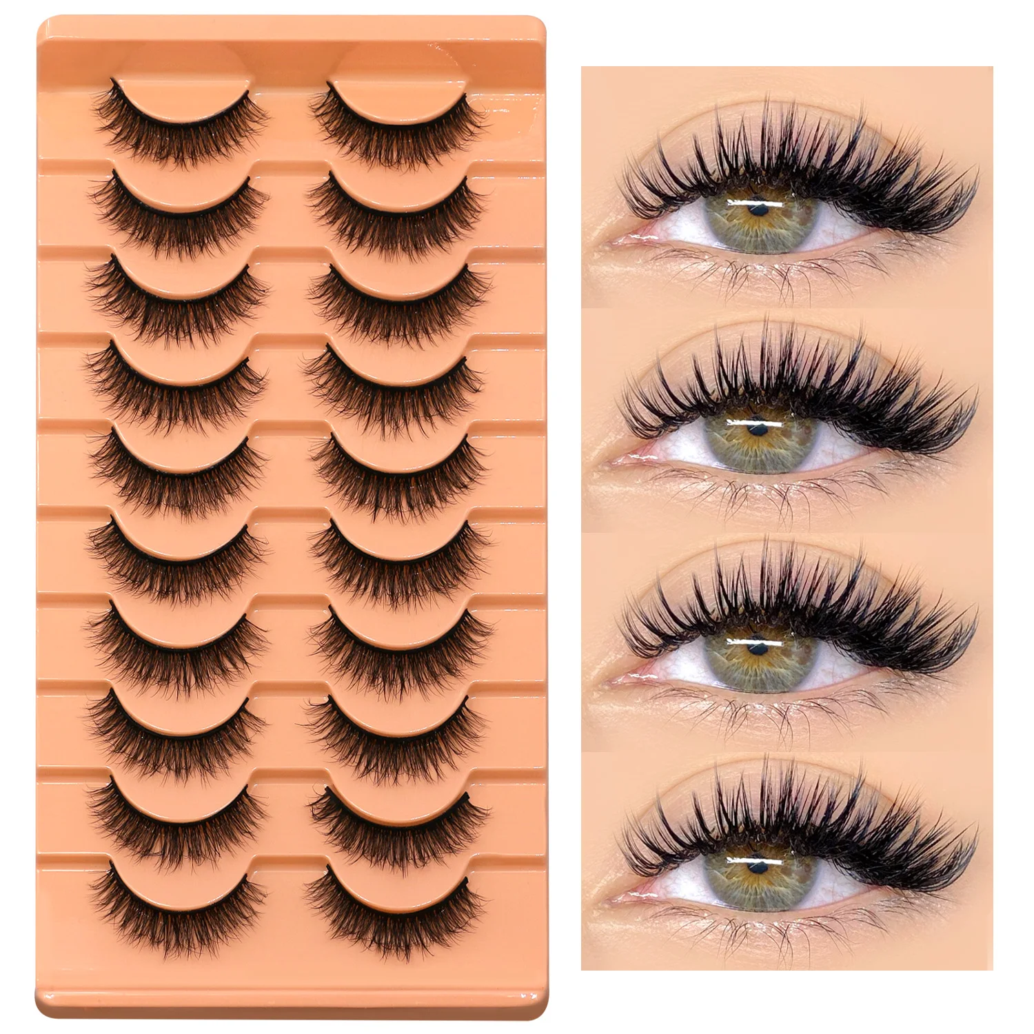 

Lasvirey Fluffy Thick False Eyelashes Fluffy Cat Eye Lashes Dramatic Volume Full Strip Lashes Extension Faux Mink Lashes Makeup