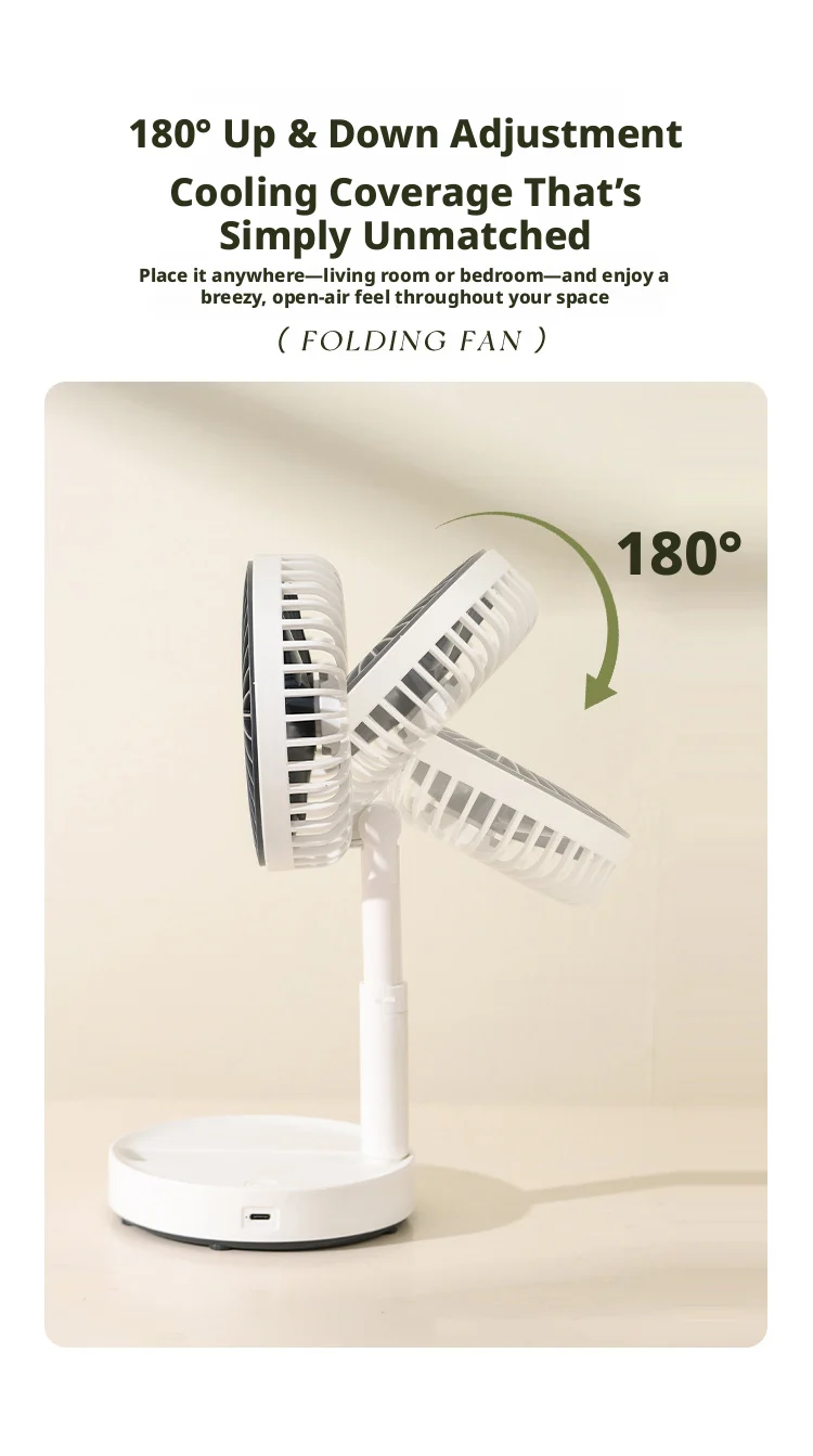 2026 New Desktop Fan USB Charging Model, Long Endurance Foldable Mini Retractable Fan, Dormitory Portable Desktop Electric Fan