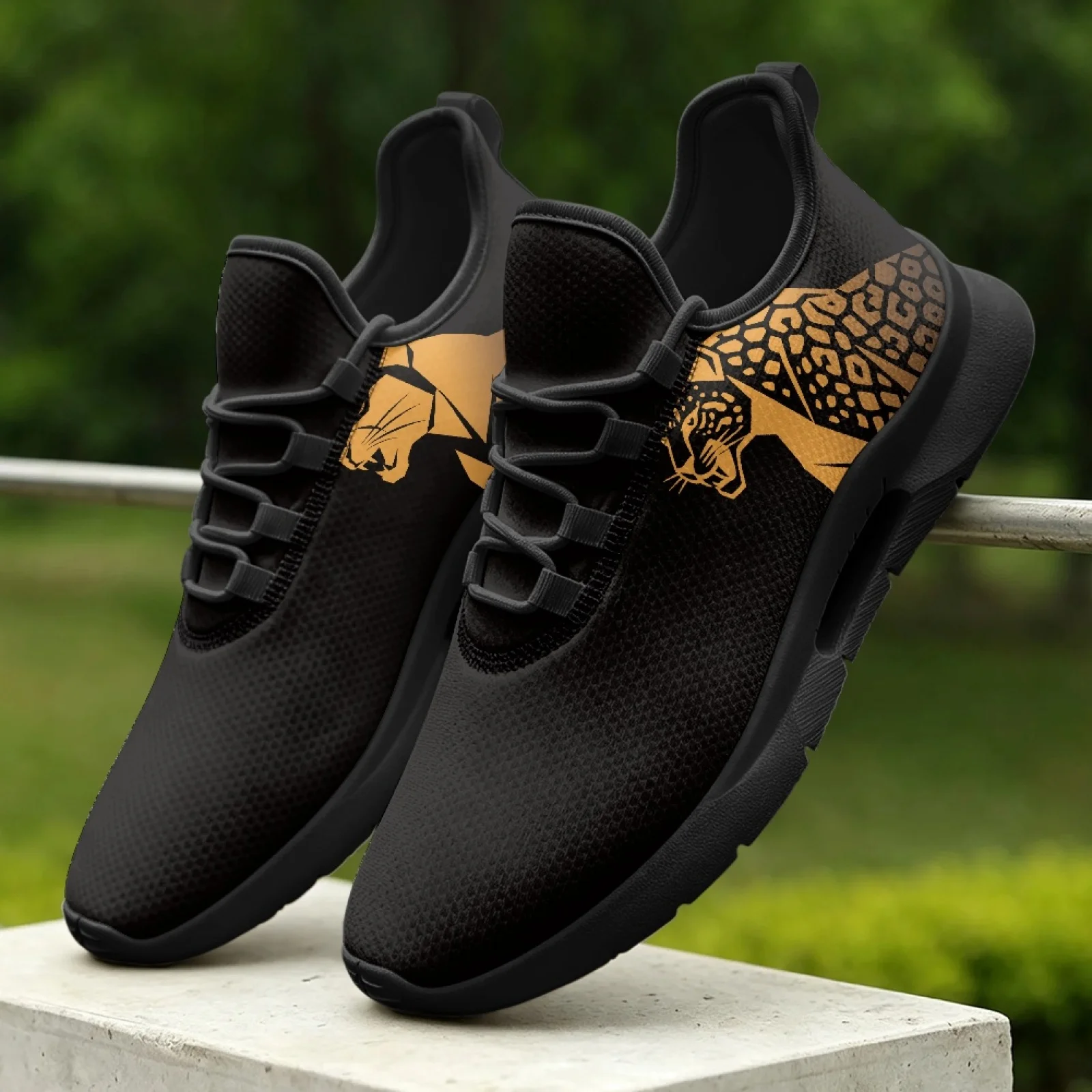 XIXIRIMIDO Lace-up Casual Shoes Mens Sneakers Comfortable Mesh Breathable Walking Shoes Women's Lightweight Sneaker Soft Leopard
