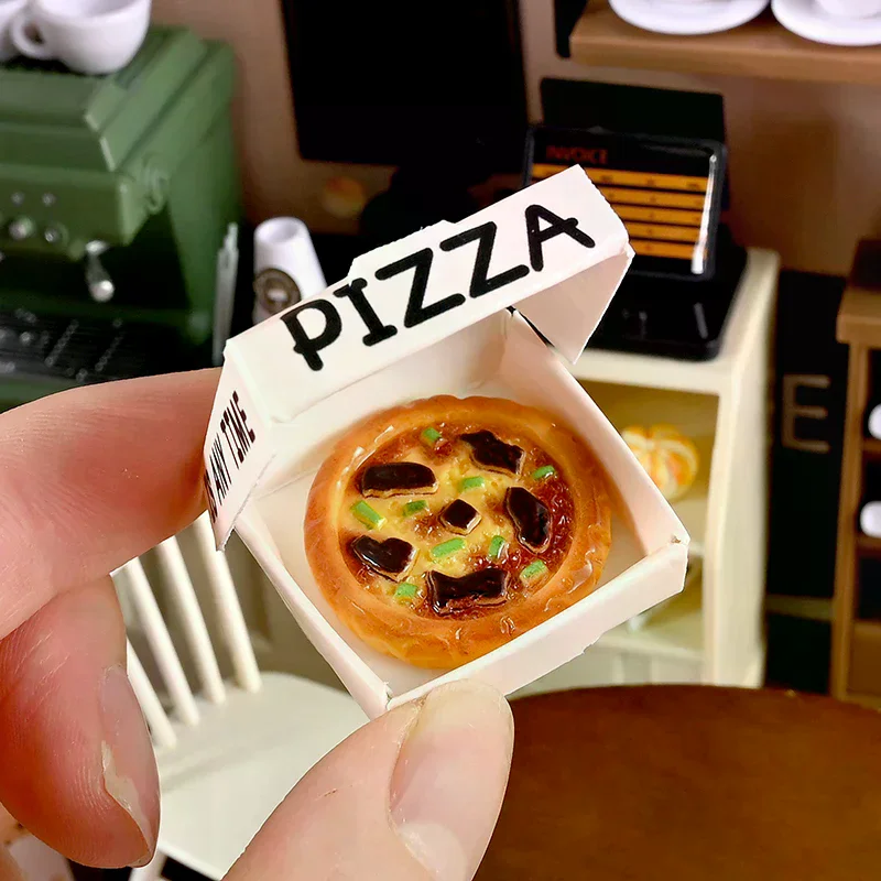 Puppenspielzeug 6 Stück Puppenhaus Miniatur Pizza-Verpackungsbox Modell Küchen-Lebensmittel-Deko Spielzeug Puppenhaus Zubehör