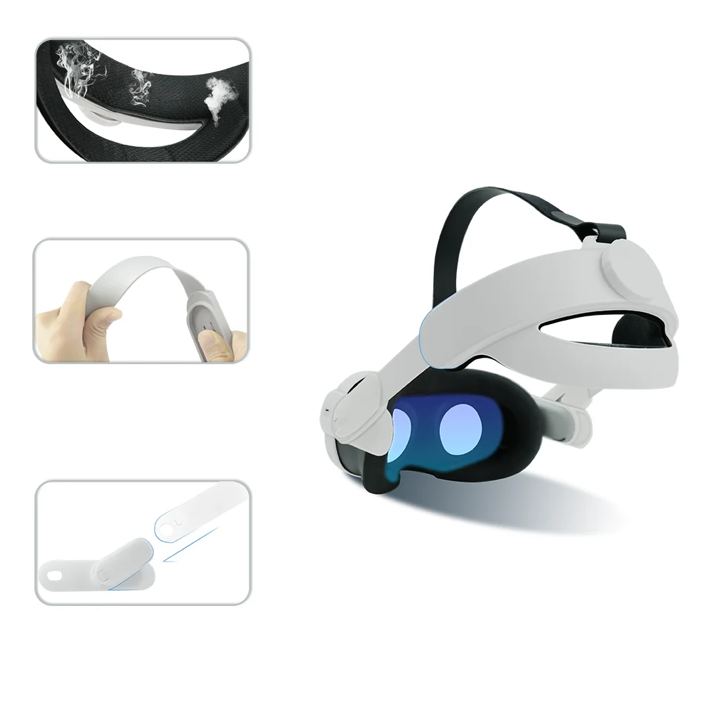 สายคาดศีรษะสำหรับ meta Quest 3 /quest 3S VR ปรับได้ชุดหูฟังหมวกกันน็อคเข็มขัดสวมใส่สบายอุปกรณ์เสมือนจริง