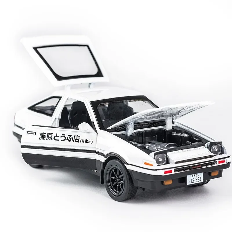 รถของเล่นโมเดลรถยนต์ AE86รถโตโยต้าจำลองมีเสียงสำหรับเด็กเด็กผู้ชายของขวัญวันเกิดแบบดึงกลับกระเป๋าเดินทางขนาดเล็ก