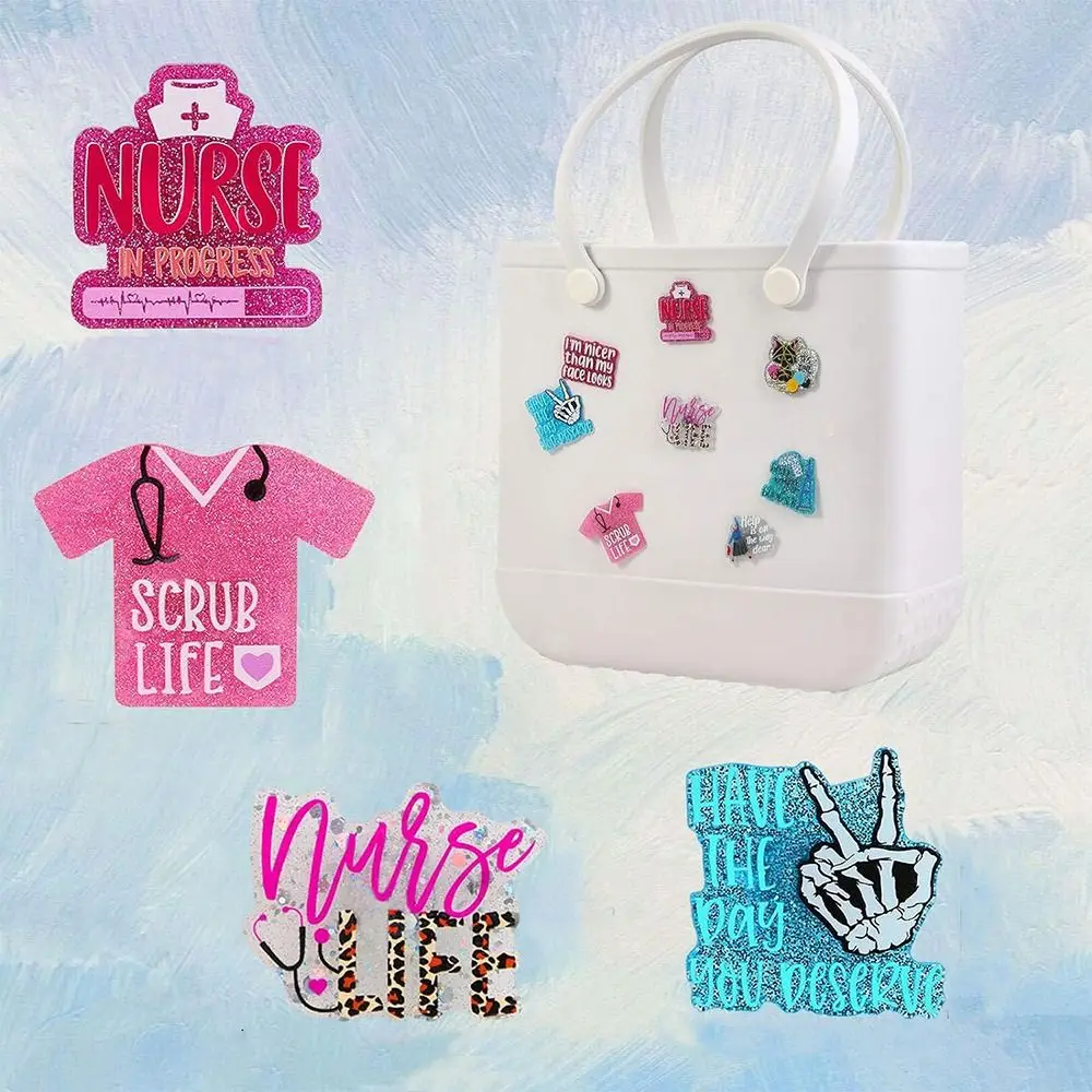 Nurse Charms for Bogg Bags Accessories Decoration for Women Girls Waterproof Colorful Decoration Perfect Fits Beach Tote Bags