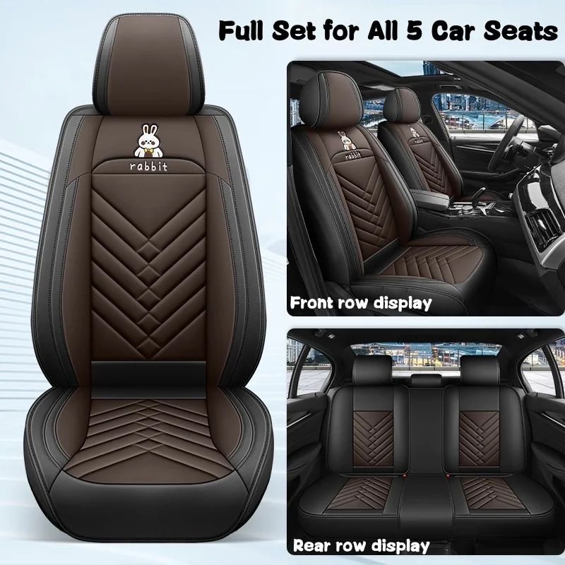 Full Car Set of 5 Nappa Leather Car Seat Covers, Universal Fit, Breathable and Comfortable, Suitable for All Seasons, Available in Various Colors, Suitable for Sedans, Suvs, Trucks, and Other Vehicle Types