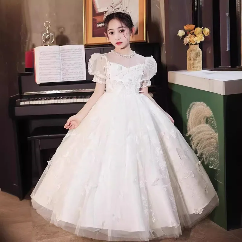 

Super Fairy Children's Dress2025New Flower Girl Wedding Little Girl Princess Dress Student Graduation Speech Children's Dress